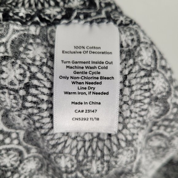 Talbots Cotton Pants Straight Leg Lightweight Pull On Print Black White Size S - Picture 11 of 12